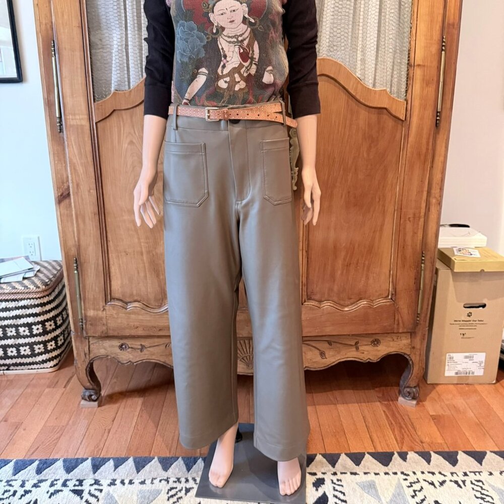 Anthropologie MAEVE Collette Vegan Leather Pants Light Brown / Taupe Sz 32